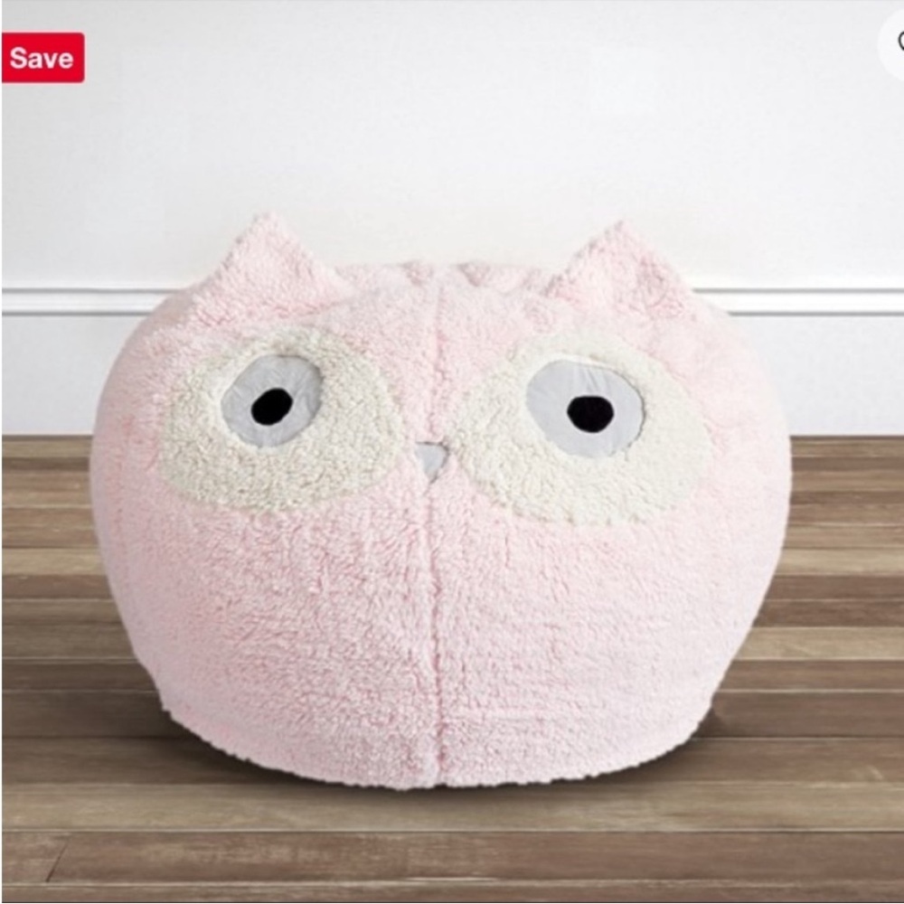 NWT Pottery Barn Kids Sherpa Pink Owl Bean Bag Slip Cover